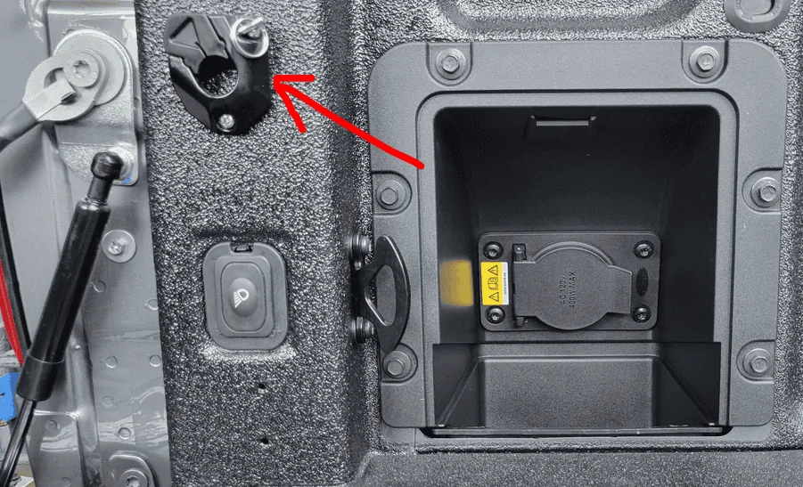 Ford Maverick Driver's side bed cubby with AC outlet on the inside 1670907005460