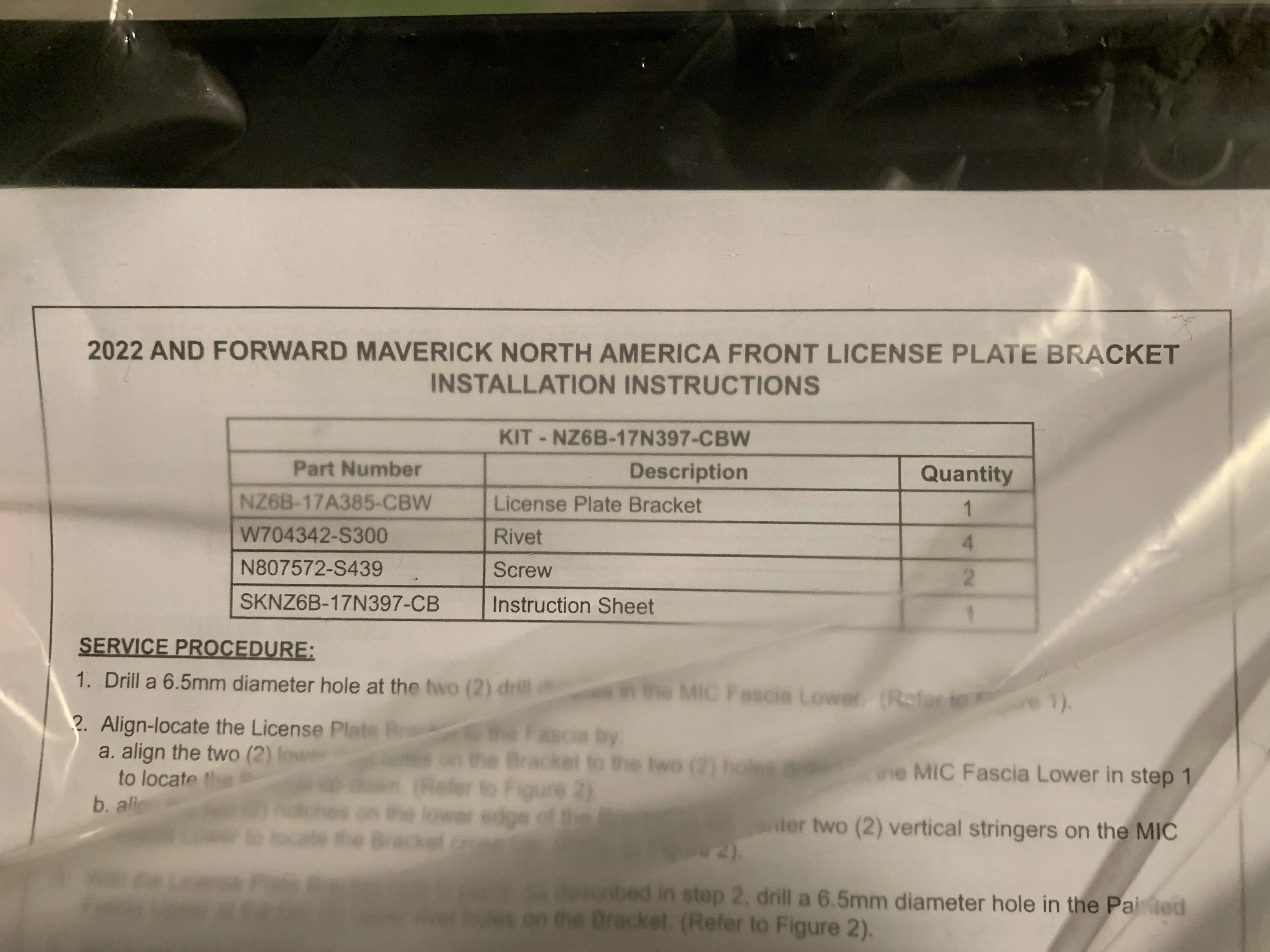 Ford Maverick SOLD-Free front license plate bracket C2890219-A1CE-479D-BFB3-EE16CF114766