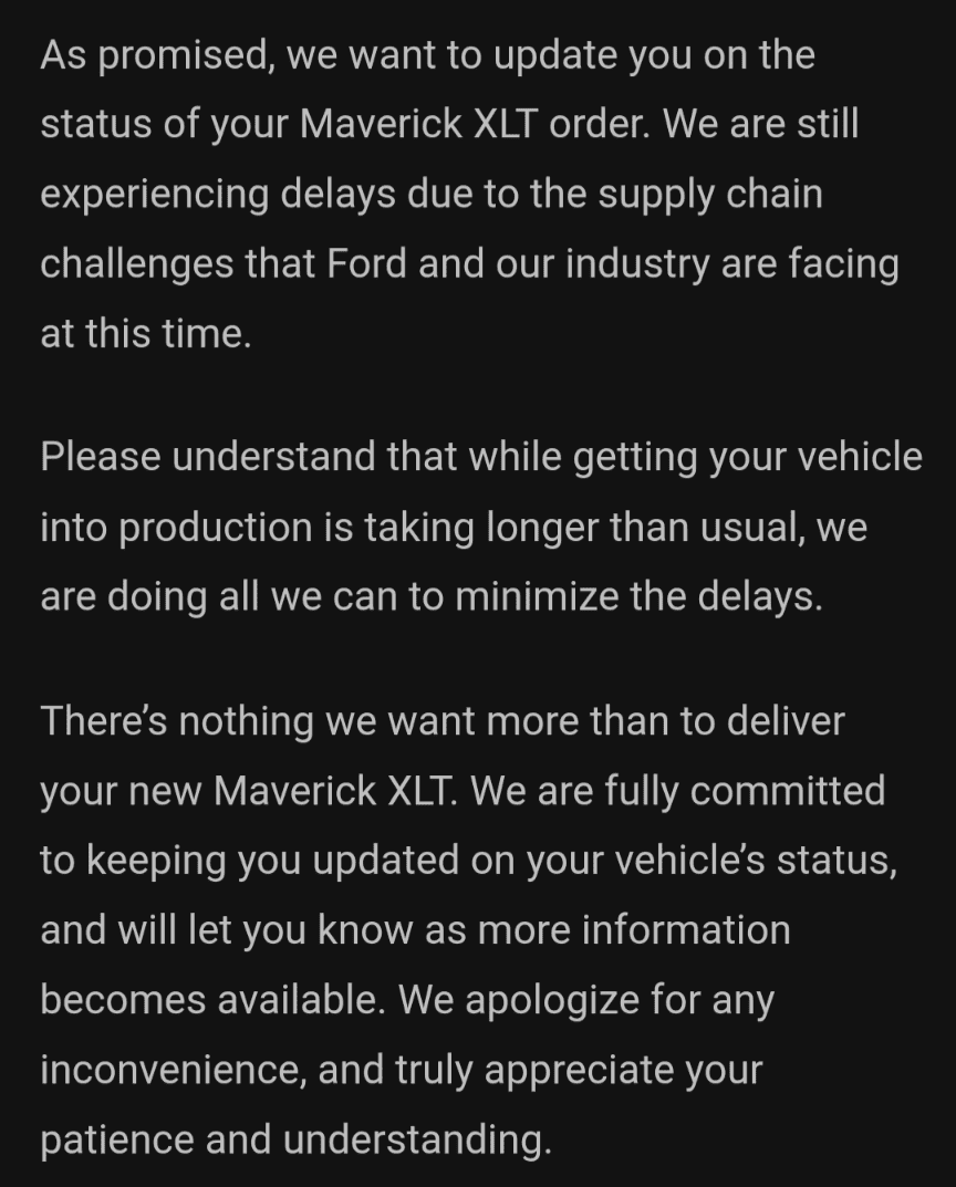 Ford Maverick Ford's email: bad news or good news? Screenshot_20221222-205409