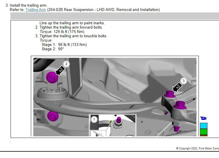 Ford Maverick Ford suspension related torque specs trailing arm bushing bolt torque specs