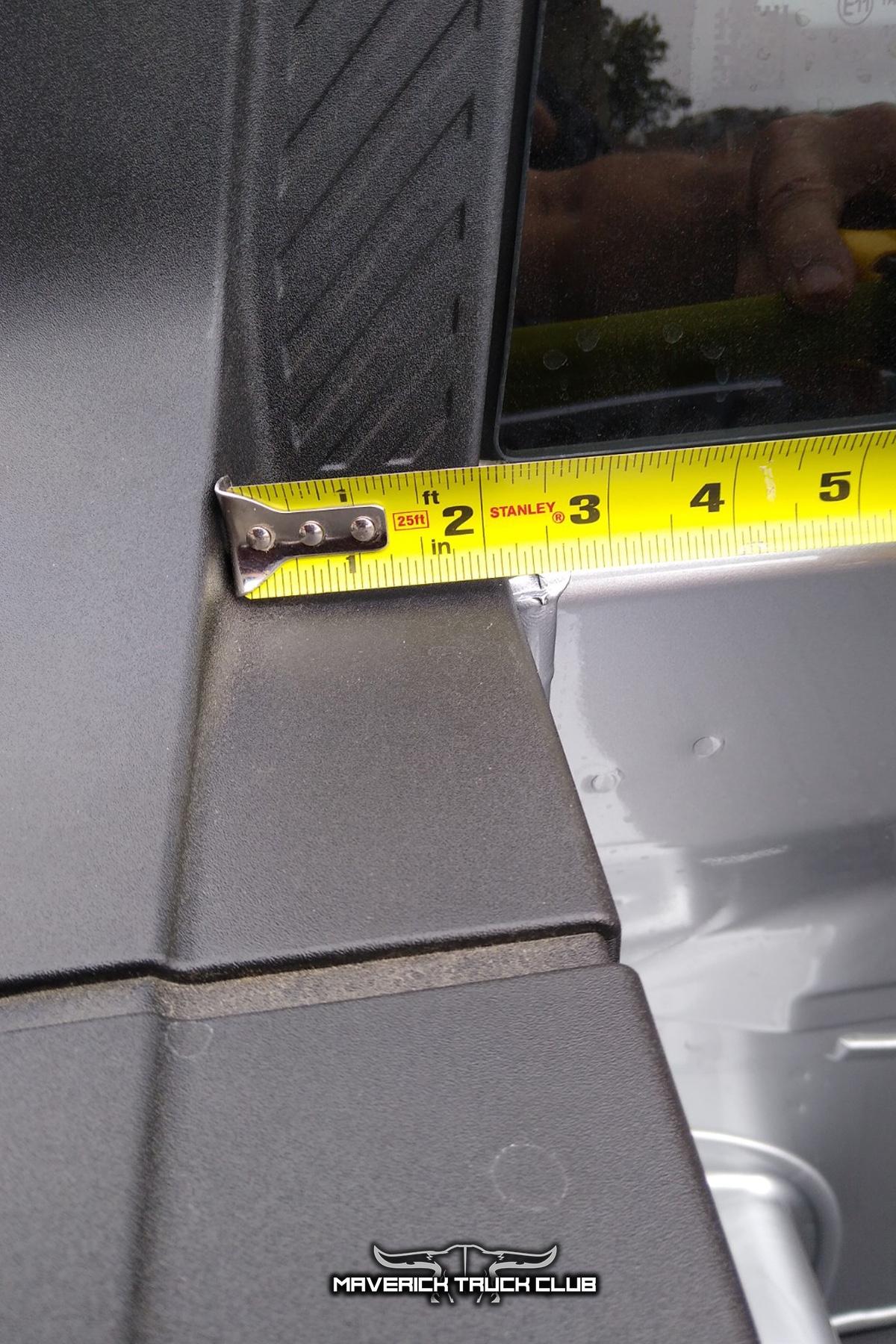 Ford Maverick Maverick Bedrail Photos & Dimensions for Tonneau + Rack Combo (with cab height measurement) Bedrail Width