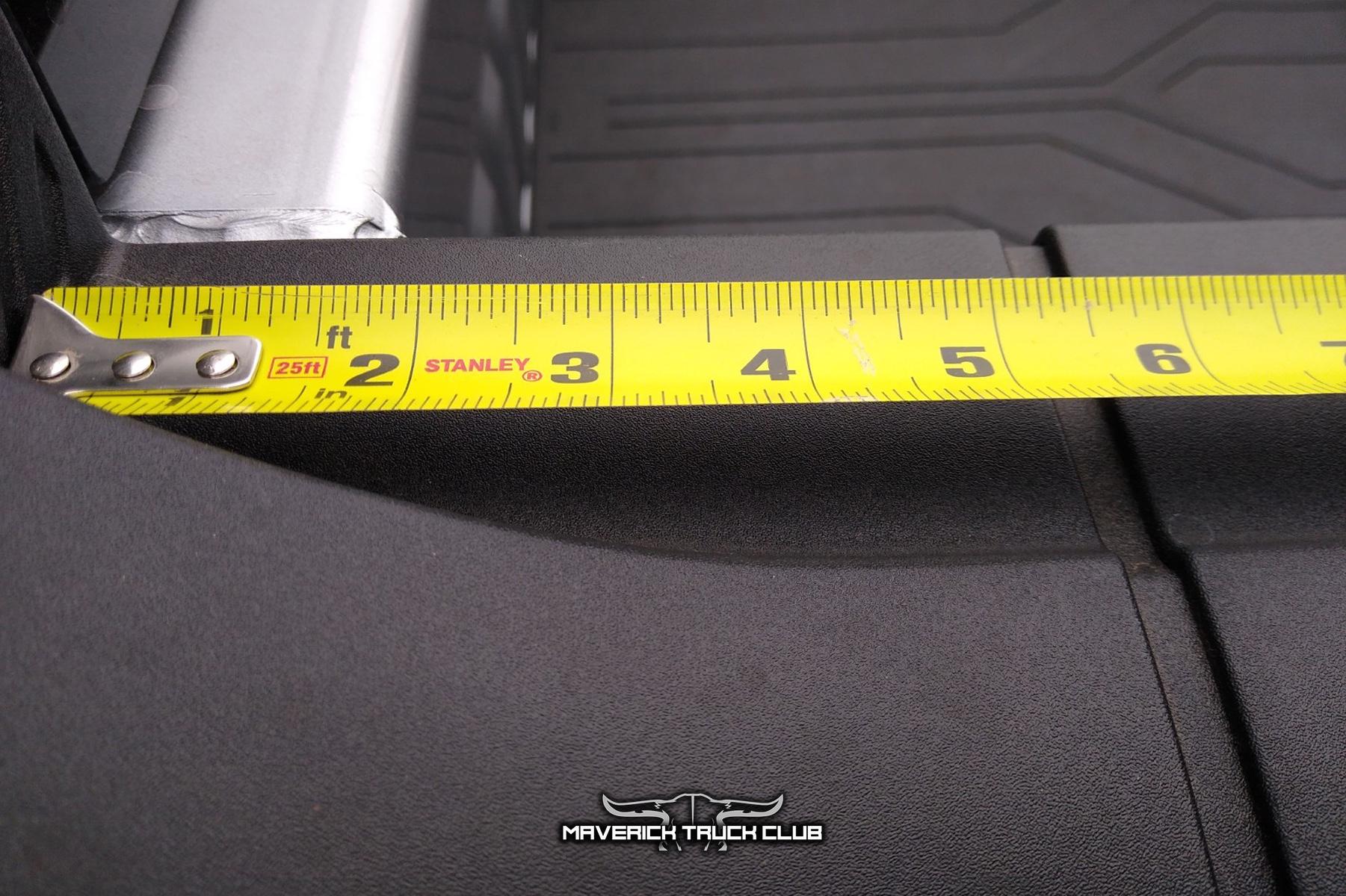 Ford Maverick Maverick Bedrail Photos & Dimensions for Tonneau + Rack Combo (with cab height measurement) Bedrail Curve
