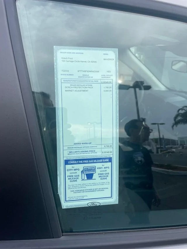 Ford Maverick Anyone seen dealer markup (ADM) on Ford Maverick? $6795 Marku
