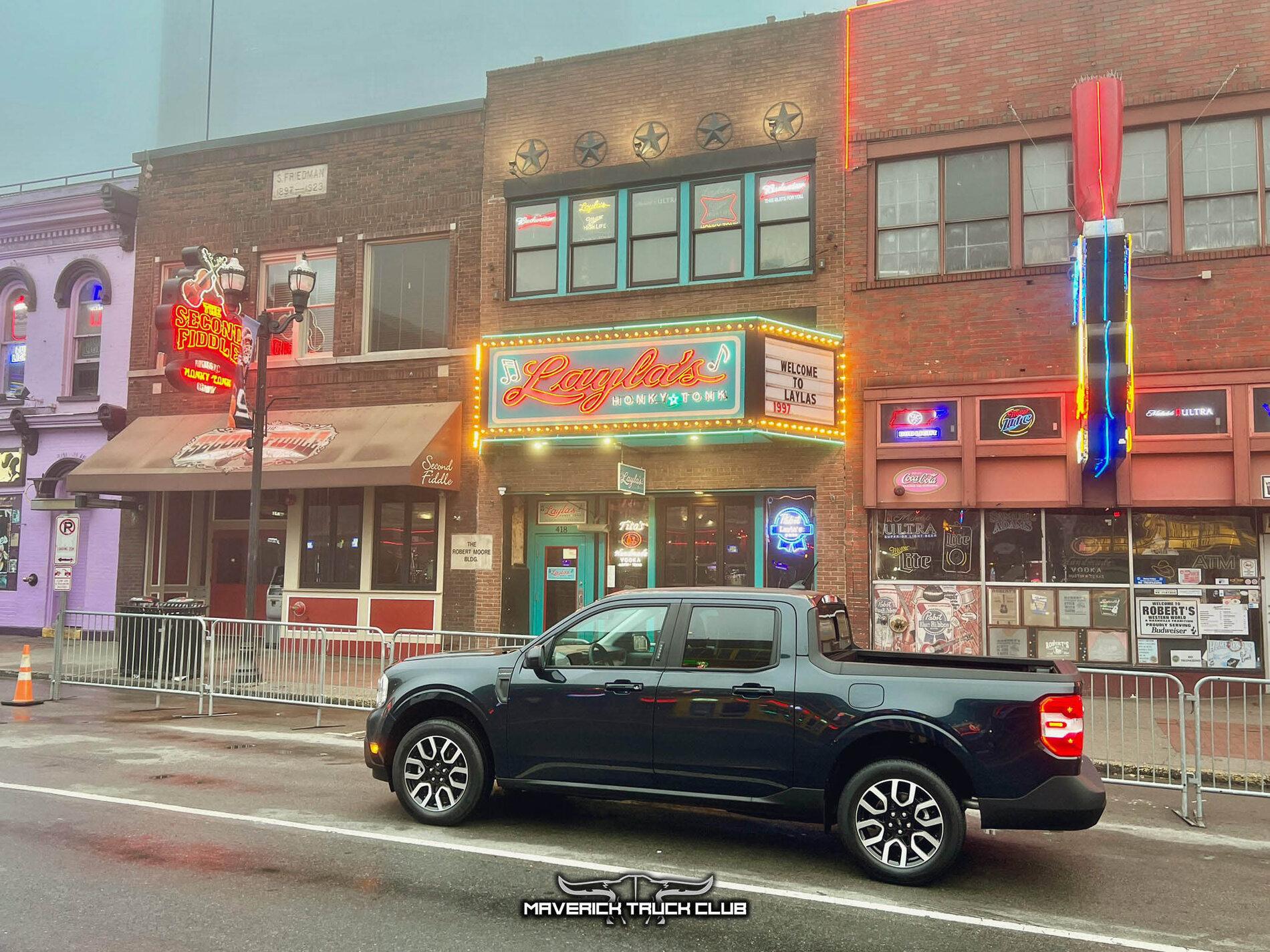 Ford Maverick Hybrid Maverick Appears at Nashville #Maverickandcoffees Alto Blue Maverick Lariat Nashville TN 2