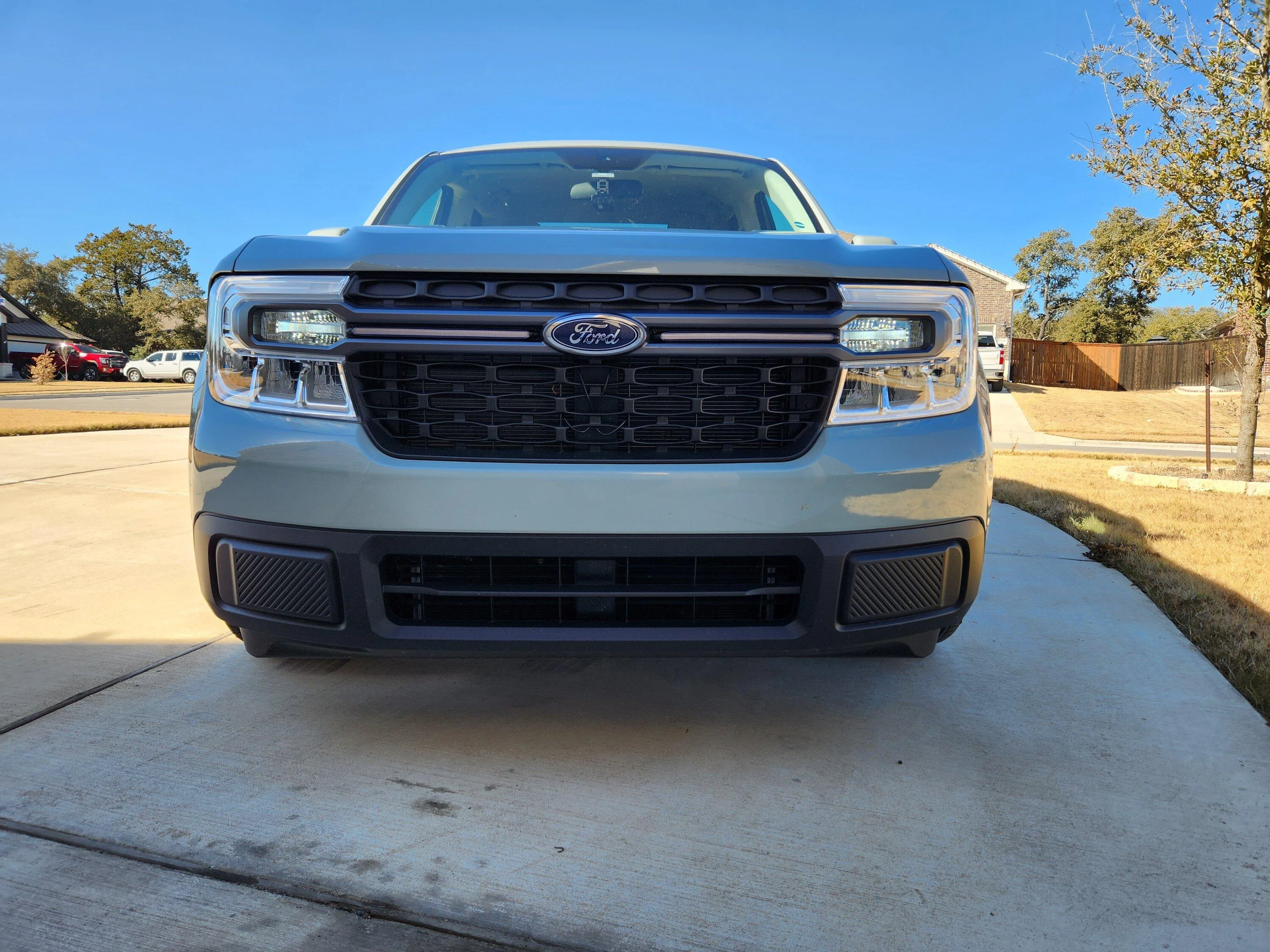 Ford Maverick Installed new DRLs on my Maverick XLT = added strip lights to front grill 20230105_121745