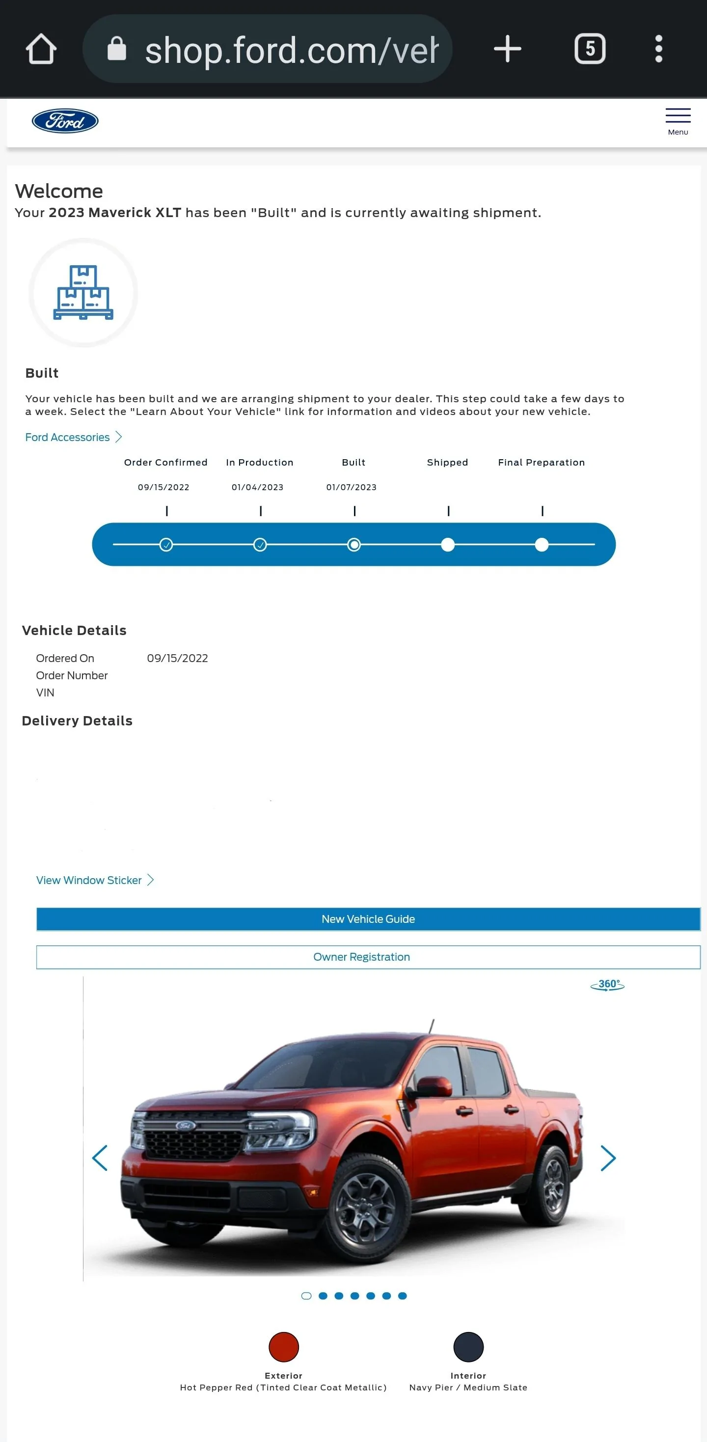 Ford Maverick Stuck "In production" for 2 weeks and 6 days Screenshot_20230107_190650_Chrom