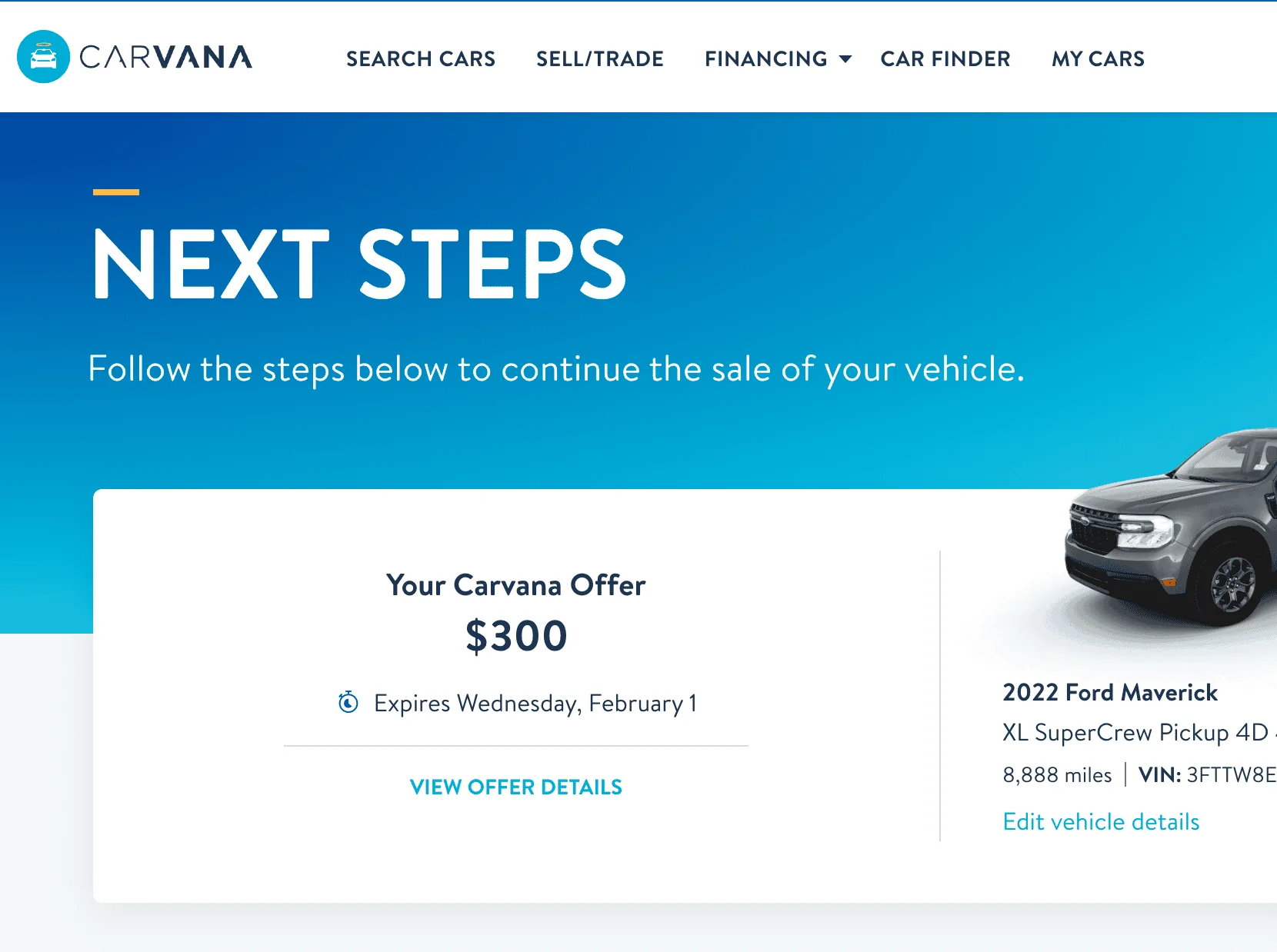 Ford Maverick $300 trade in value Screenshot 2023-01-09 at 11.20.46 AM