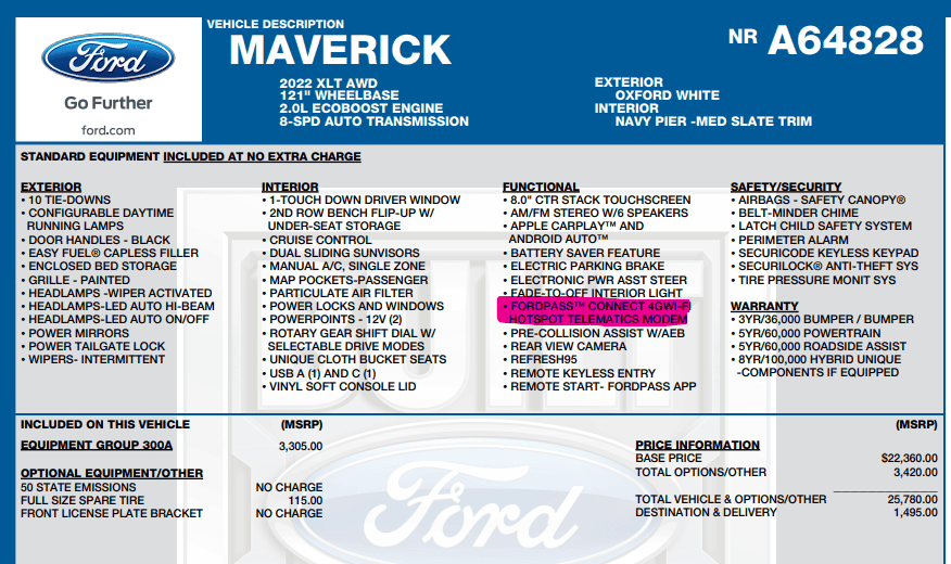 Ford Maverick My Hotspot seems to be missing on 2023 Maverick 1673370439992