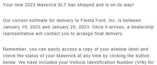 Ford Maverick 📒 Maverick Build Process Guide! - Window Sticker, Blend Date, Production Rotation Number, Built & Shipped Emails, Delivery Date Estimates & More trackingford 2023-01-12 084931