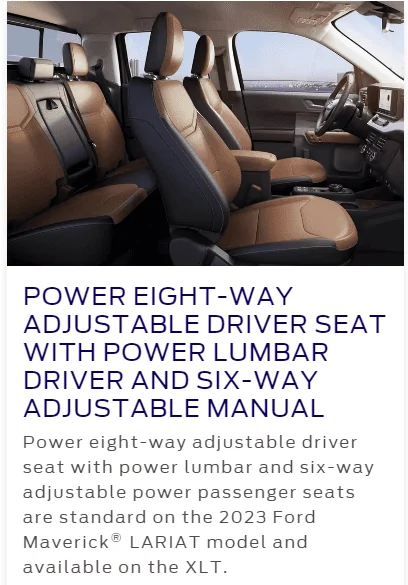 Ford Maverick DOES LARRIAT LUX COME WITH DOUBLE FRNT POWER SEATS? 1673636398929