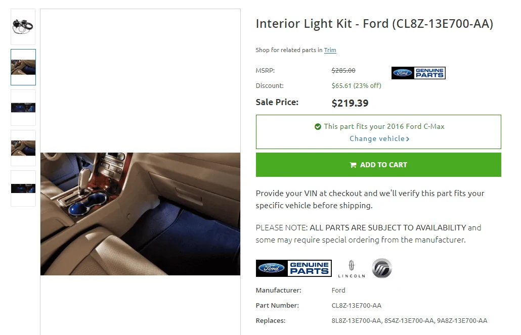 Ford Maverick 2023 XL/XLT PSA  - No ambient lighting lighting kit