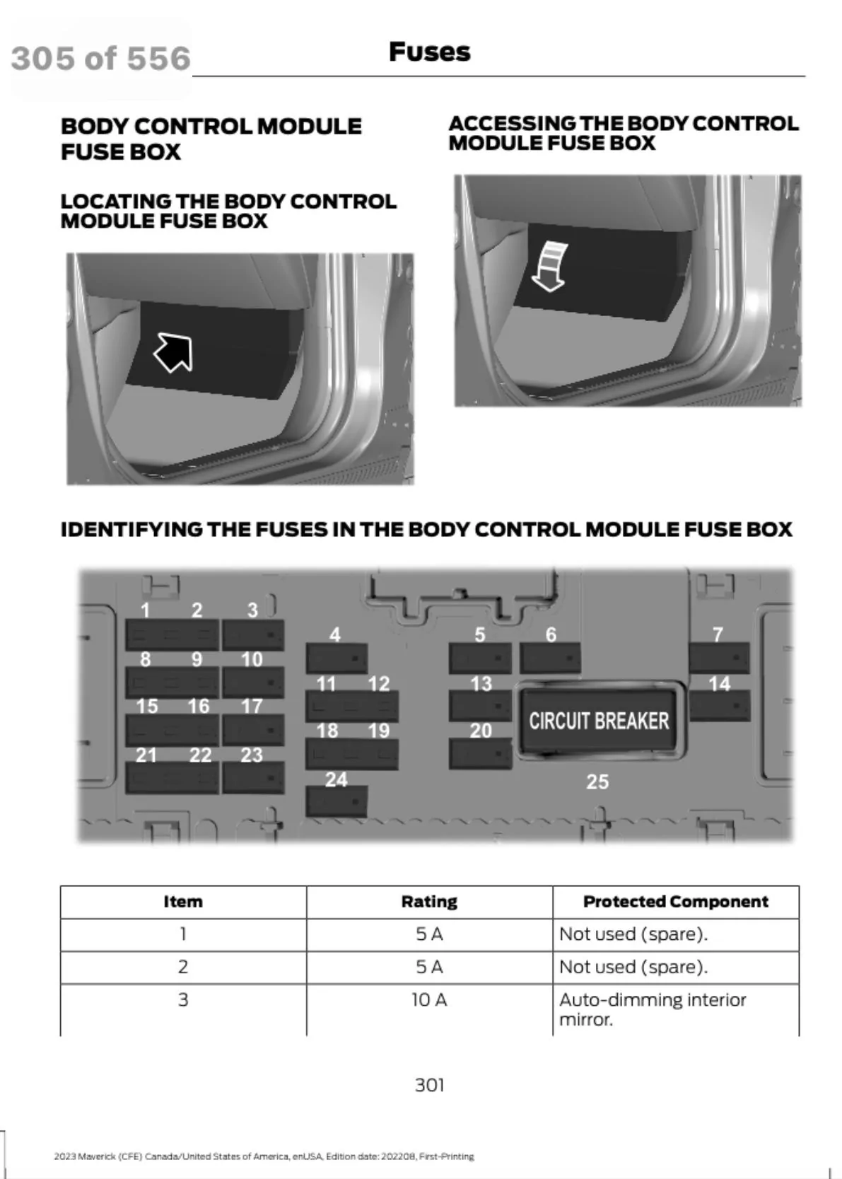 Ford Maverick Passenger Compartment Fuses ECE752A7-AF89-4856-BF19-A20496394797