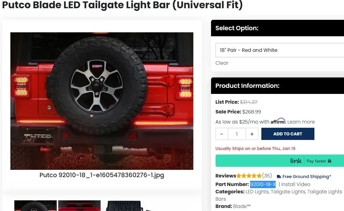 Ford Maverick Tailgate Light Bar Possible Solution Putco Red Blade Split 18 in Pair