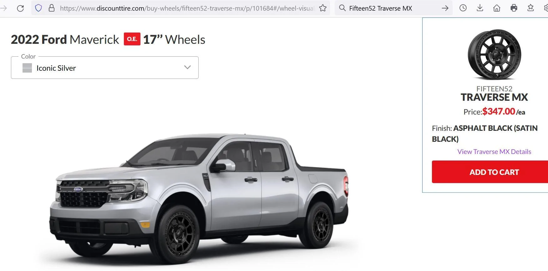 Ford Maverick Fifteen52 Traverse MX? 1552 wheels on mav