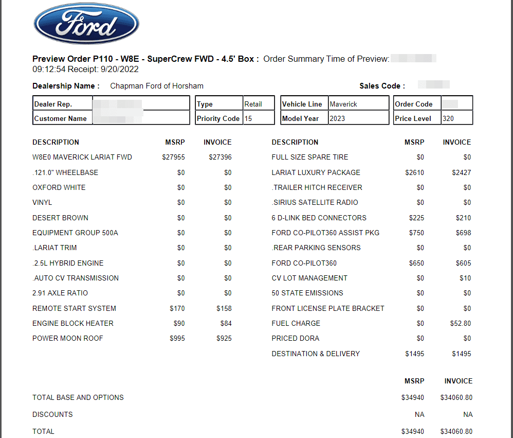 Ford Maverick Another Maverick Customer Screwed by their Dealer Ford Maverick Order Confirm Blurred