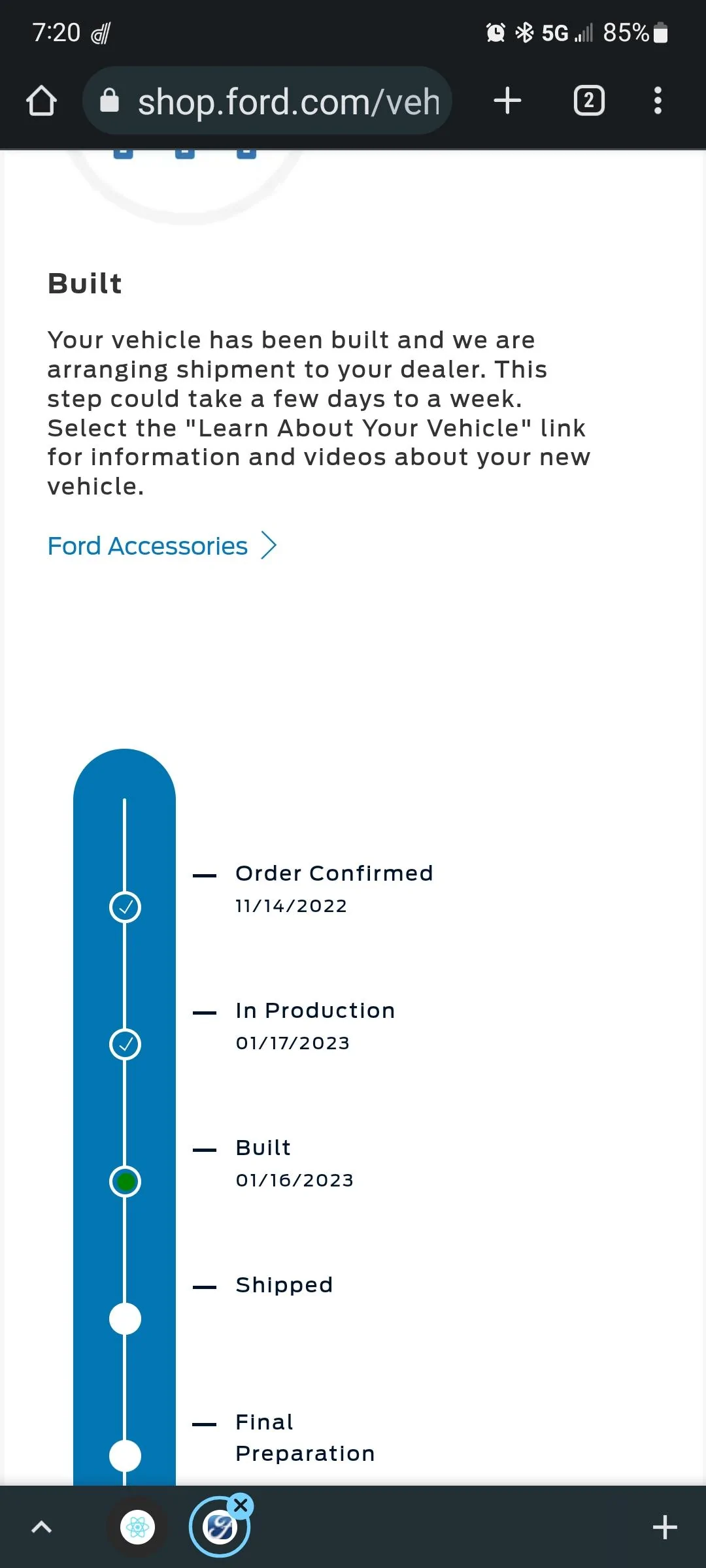 Ford Maverick Stuck "In production" for 2 weeks and 6 days Screenshot_20230124_072011_Chrom