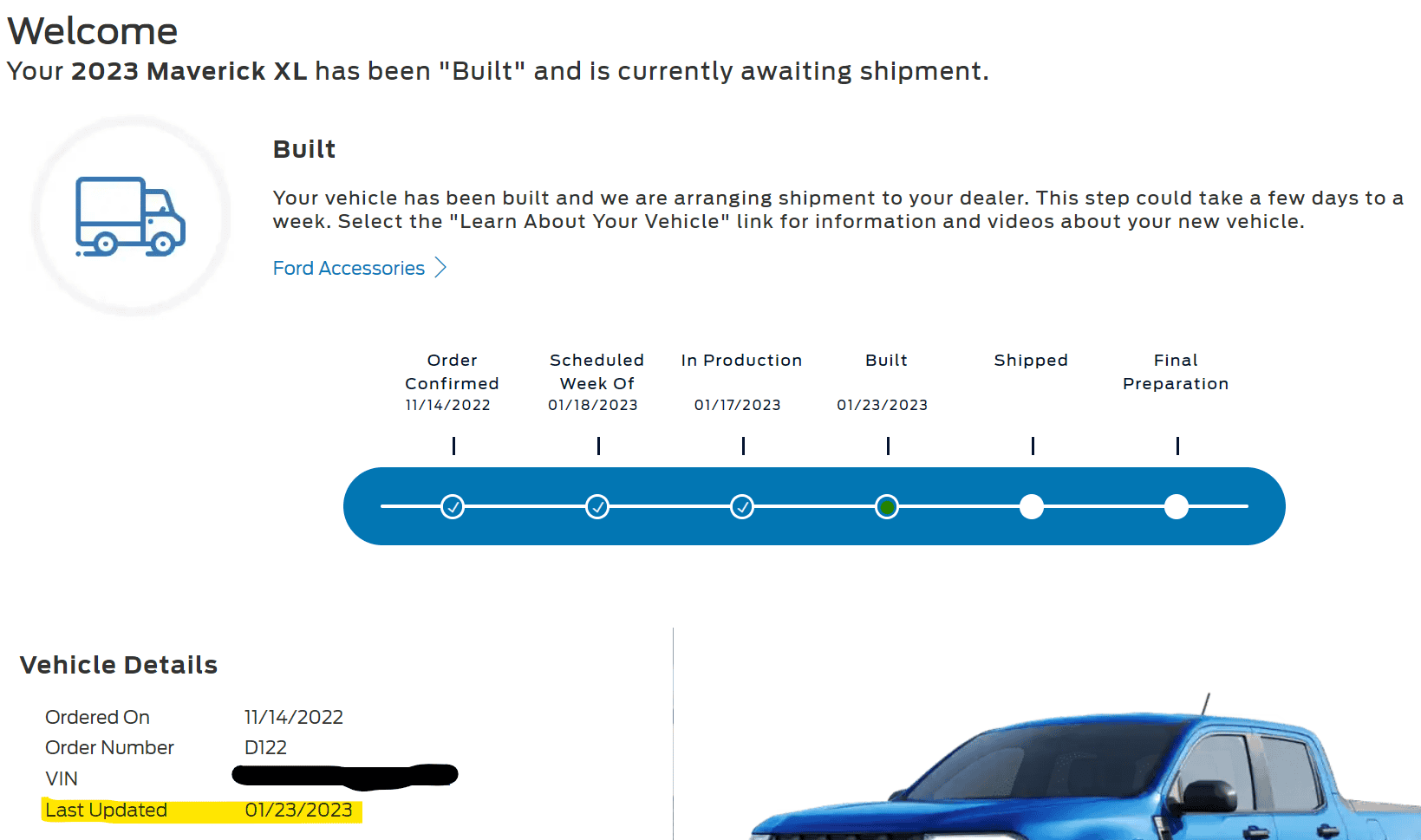 Ford Maverick "Scheduled to Week" added to the Ford Tracker? 1674586317554