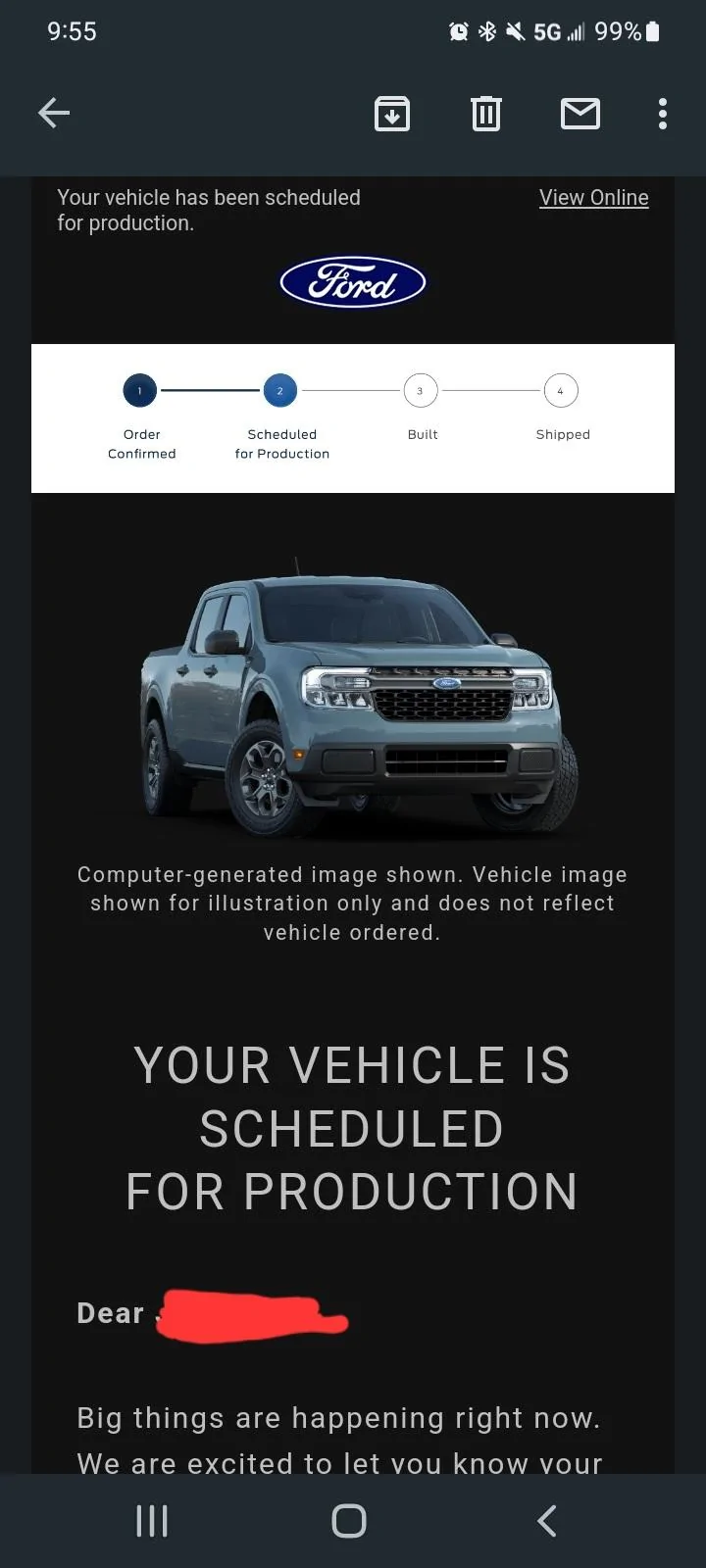 Ford Maverick 📬 1/26/23 Scheduling Email Received Group [EMAILS NOW ARRIVING!] Screenshot_20230126-095510_Gmail