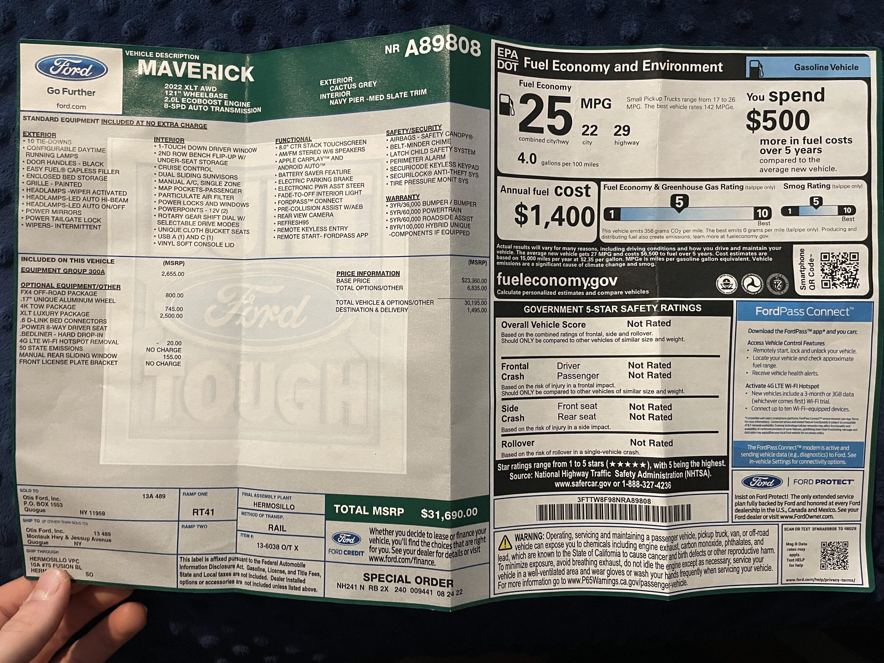 Ford Maverick Ford Maverick XLT Ecoboost 2.0 vs. Subaru Crosstrek Sport 2.5 Back to Back Comparison (With Pictures) IMG_0557.JPG