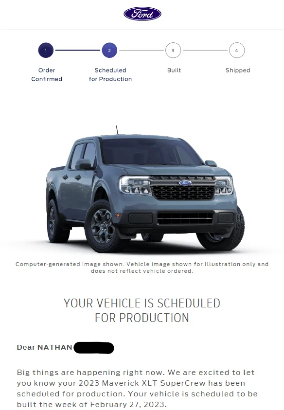 Ford Maverick 📬 1/26/23 Scheduling Email Received Group [EMAILS NOW ARRIVING!] 1674757618386