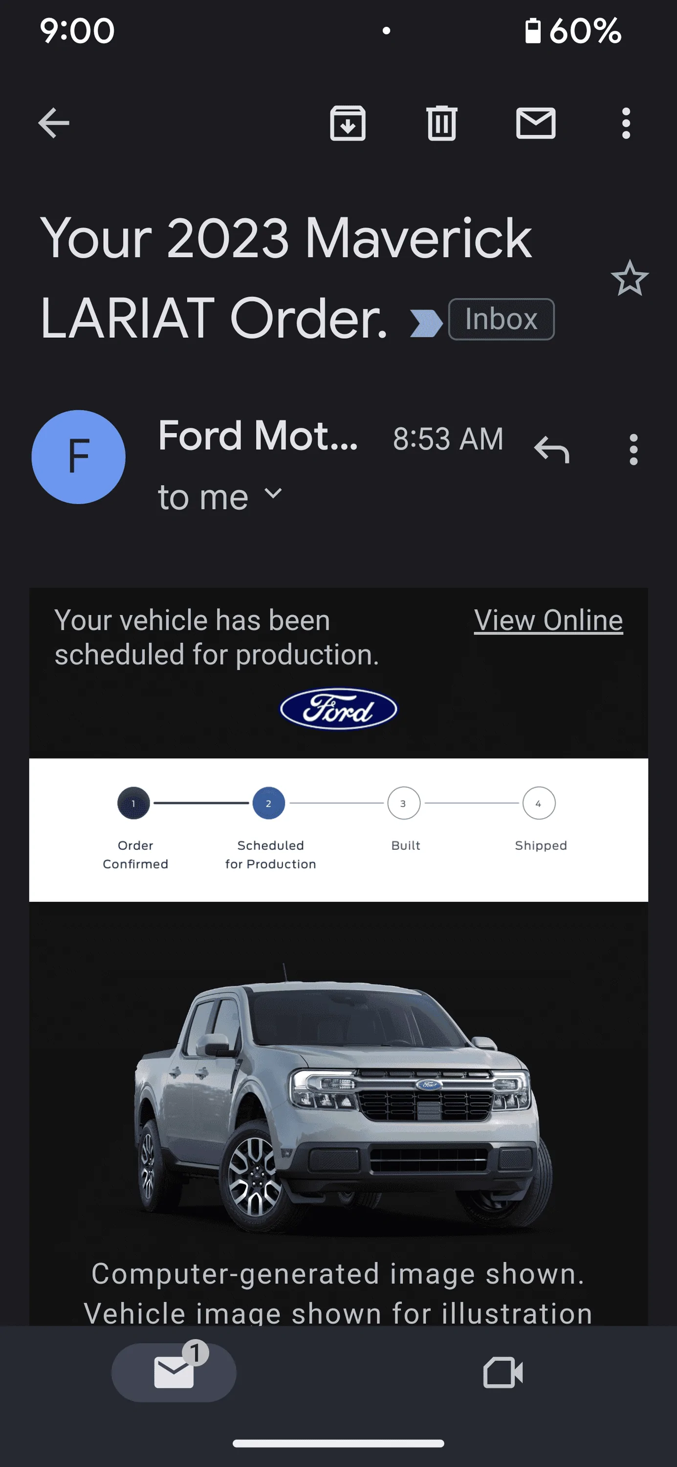 Ford Maverick 📬 1/26/23 Scheduling Email Received Group [EMAILS NOW ARRIVING!] Screenshot_20230126-090010