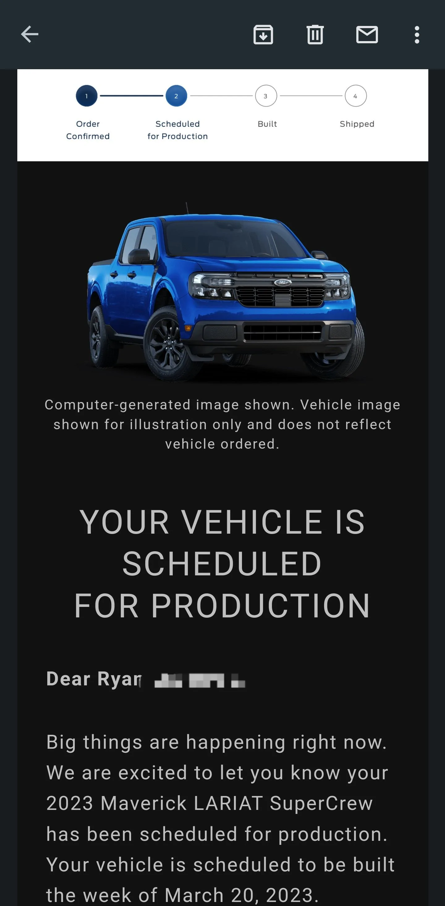 Ford Maverick 📬 1/26/23 Scheduling Email Received Group [EMAILS NOW ARRIVING!] Screenshot_20230126_123508_Gmail