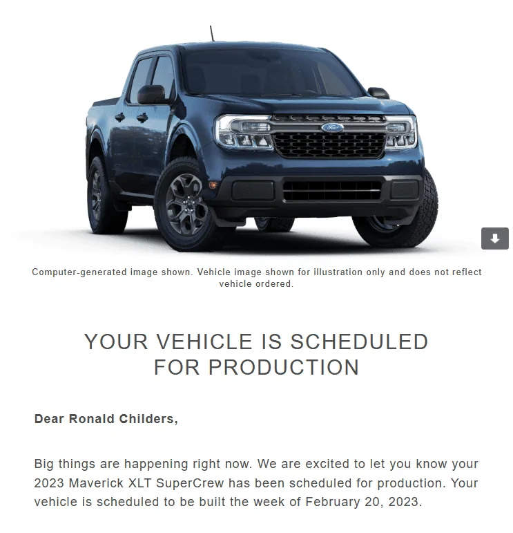 Ford Maverick 📬 1/26/23 Scheduling Email Received Group [EMAILS NOW ARRIVING!] 1674789921392