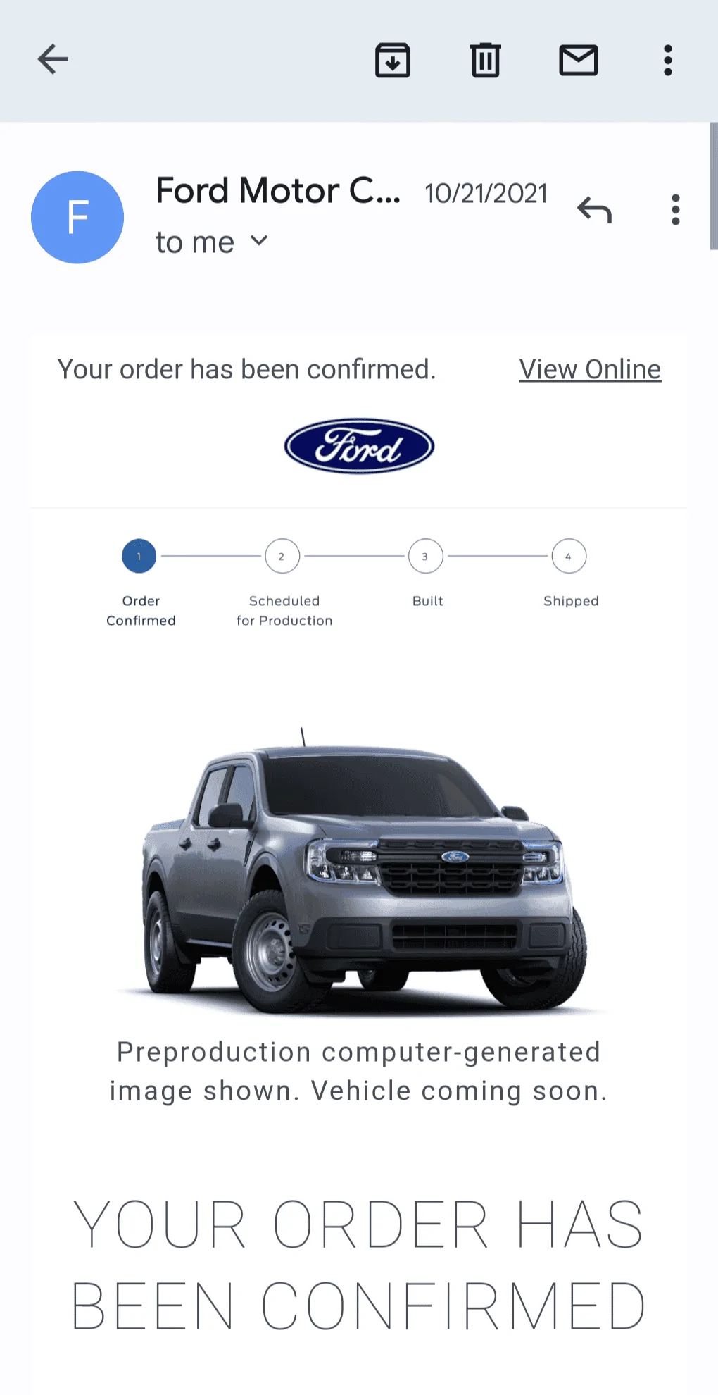 Ford Maverick 📬 1/26/23 Scheduling Email Received Group [EMAILS NOW ARRIVING!] Screenshot_20230128-091114-874