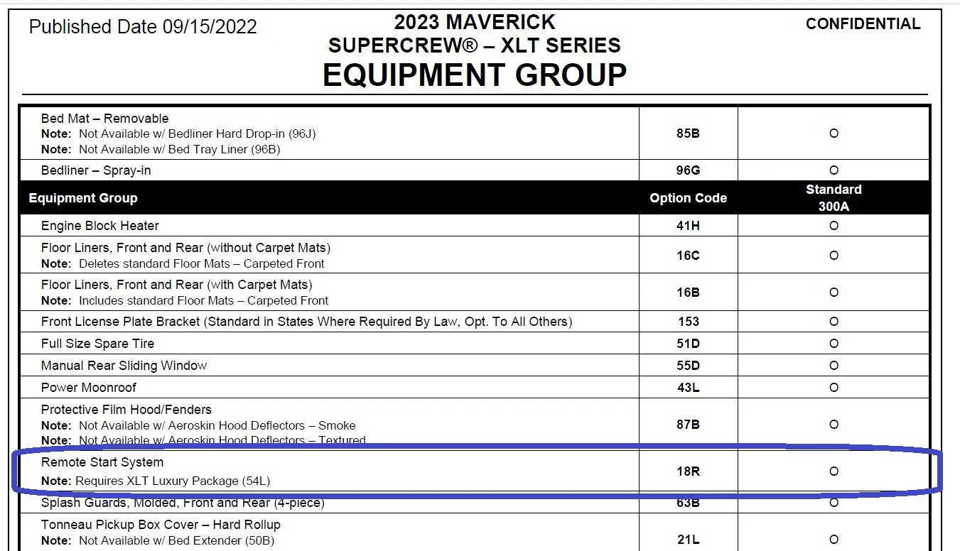 Ford Maverick Unhappy with ordering process. 2023 Mav remote start