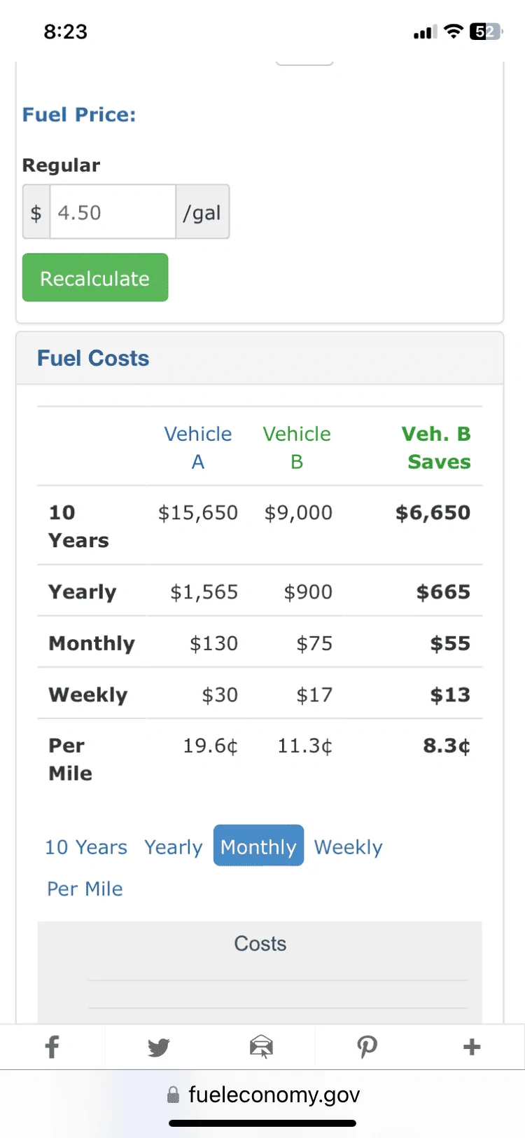 Ford Maverick Maverick EB vs Hybrid MPG with fueleconomy.gov Calculator 503F5AC9-8EE0-45D6-B473-F070A563066B