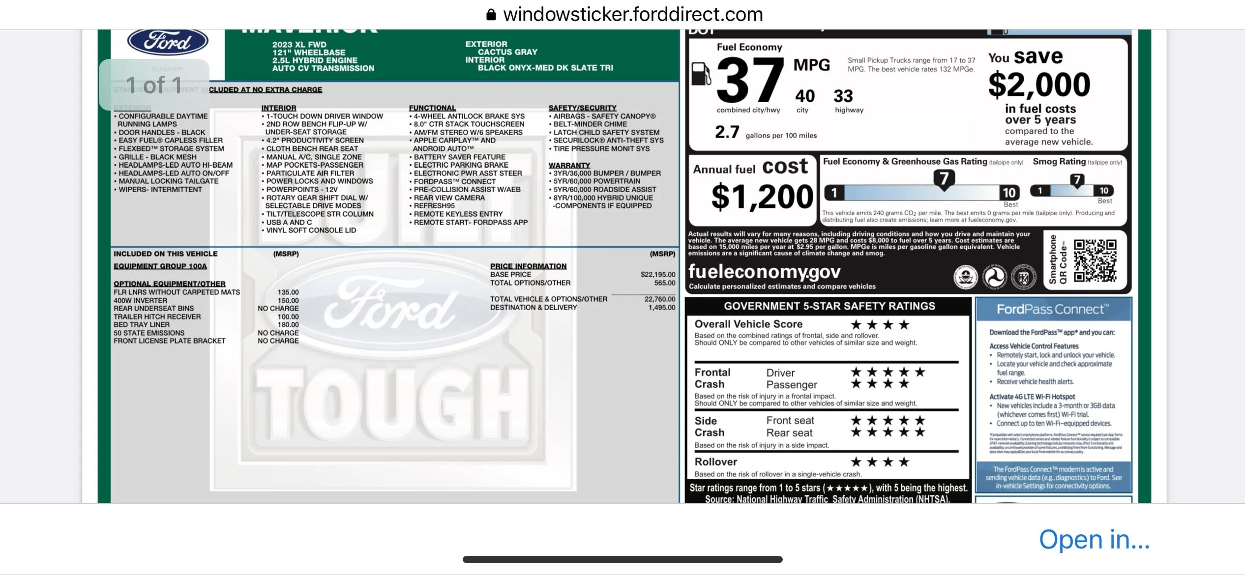 Ford Maverick October Hybrid Orders United 61C932F3-9B1B-4884-B156-DF0615103A68