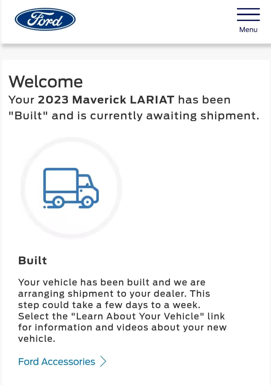 Ford Maverick It's built! Hopefully shipping doesn't take forever Screenshot_20230201_045524_Chrom