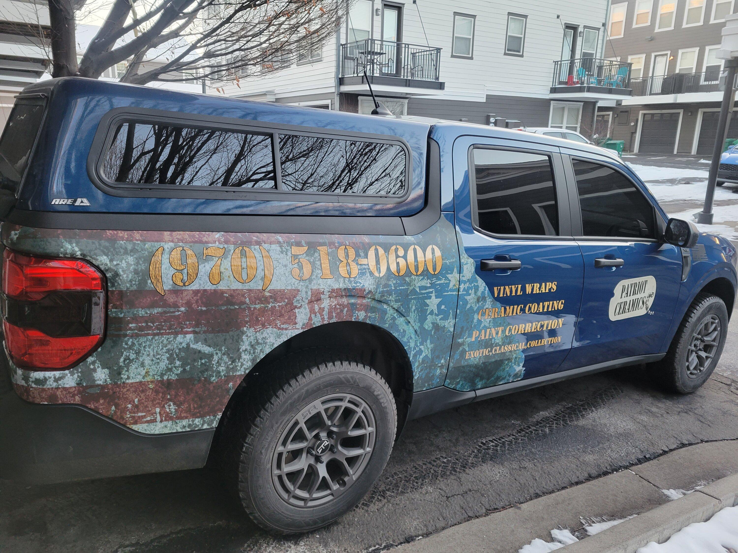 Ford Maverick Patriot Ceramics mobile truck vinyl is complete! 20230131_170237