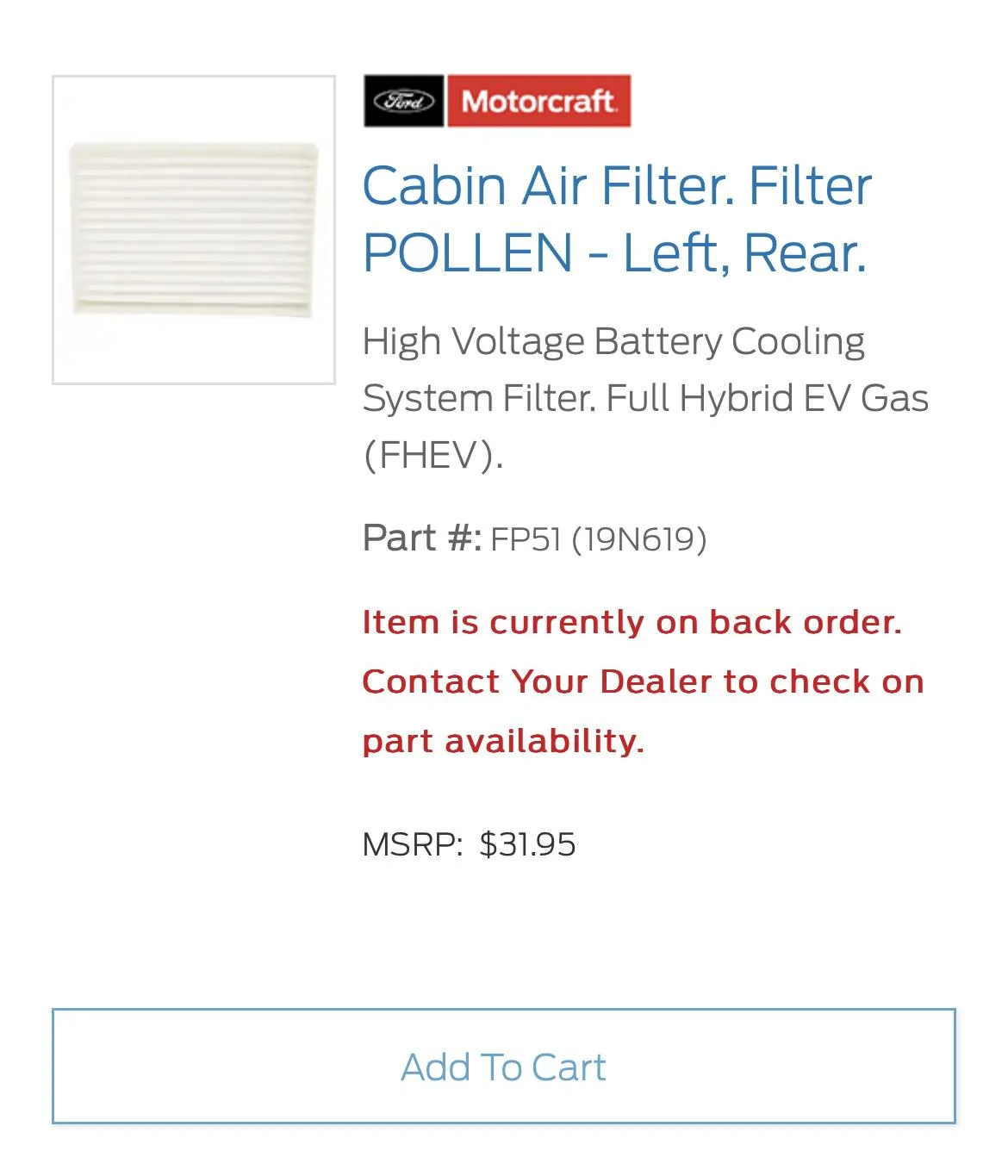 Ford Maverick Hybrid System Filter 8C723C82-02B3-4633-A0F5-C45612B33C51