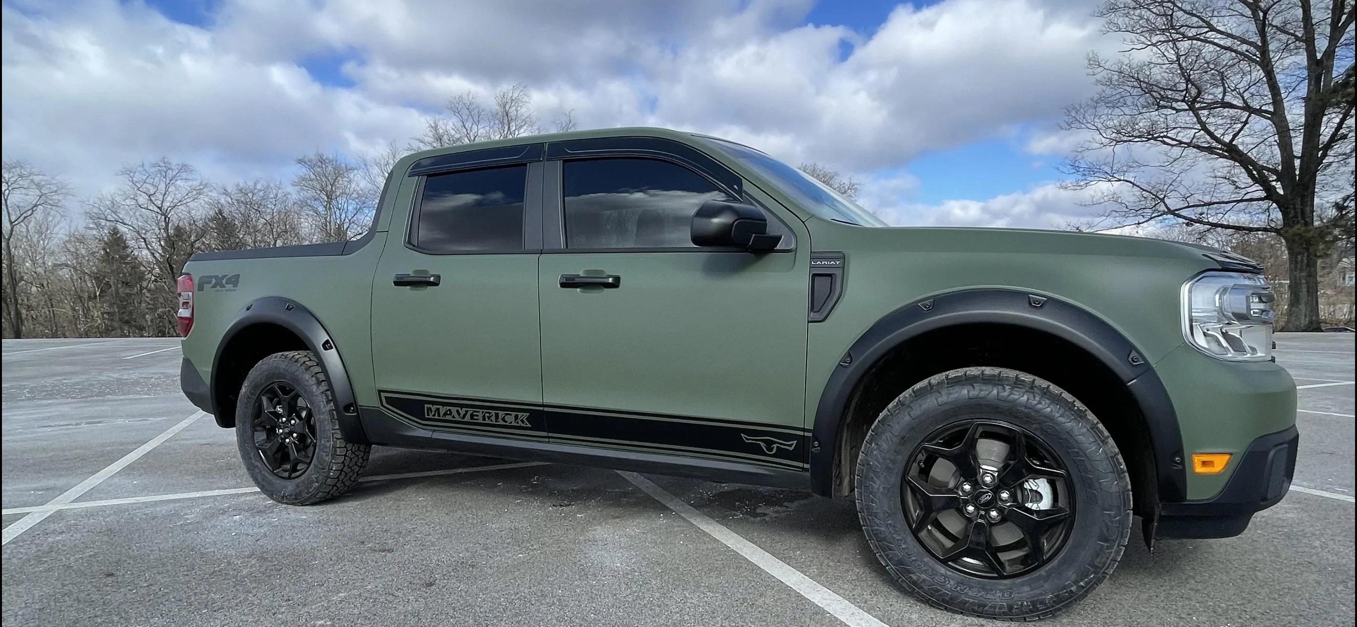 Ford Maverick Tripdub's Maverick Build - 3M Matte Wrap, Graphics, Fenders, Spoilers, Deflectors, Level Kit, Toyo AT3, & More Image (2)