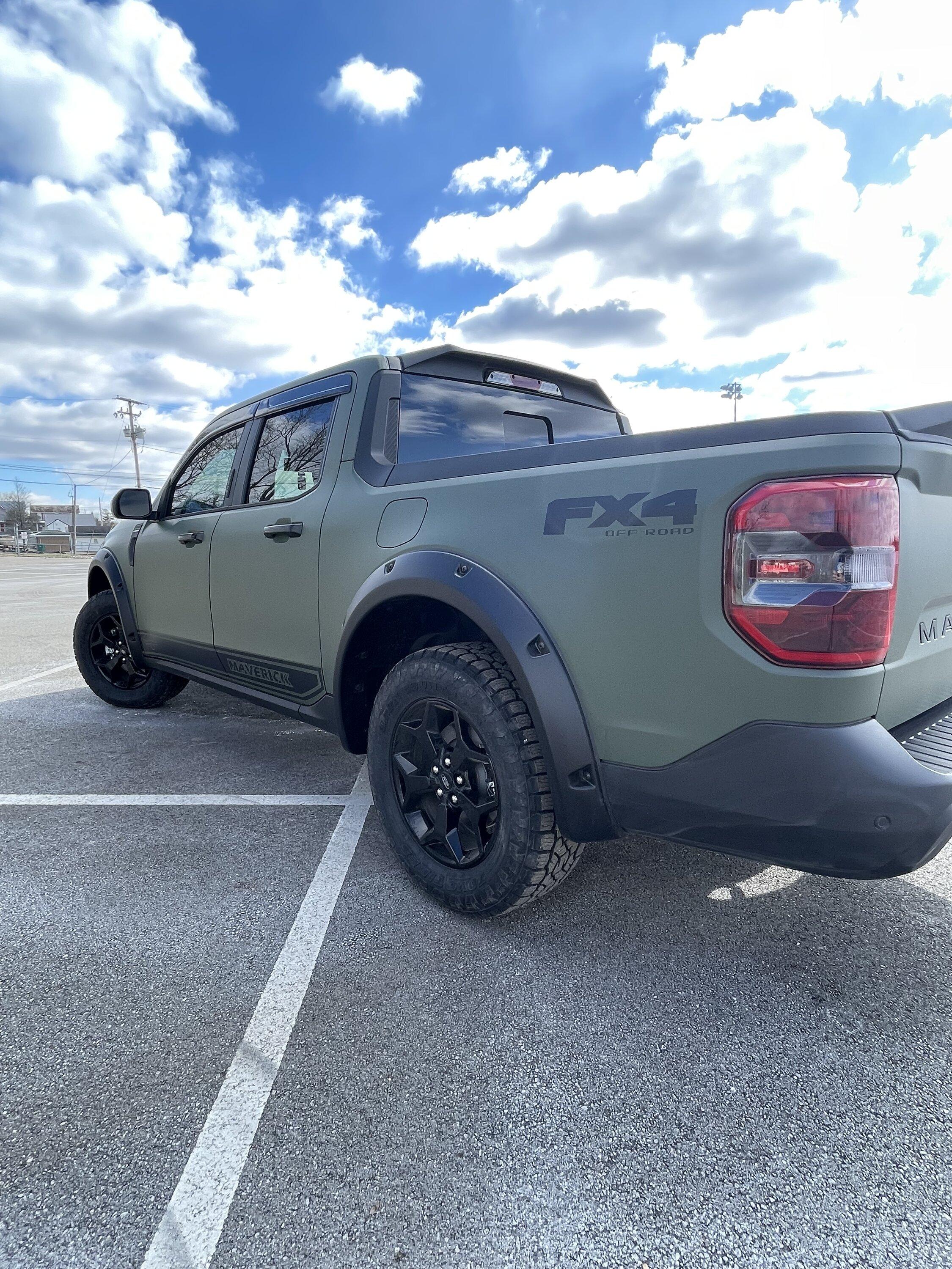 Ford Maverick Tripdub's Maverick Build - 3M Matte Wrap, Graphics, Fenders, Spoilers, Deflectors, Level Kit, Toyo AT3, & More Image (4)