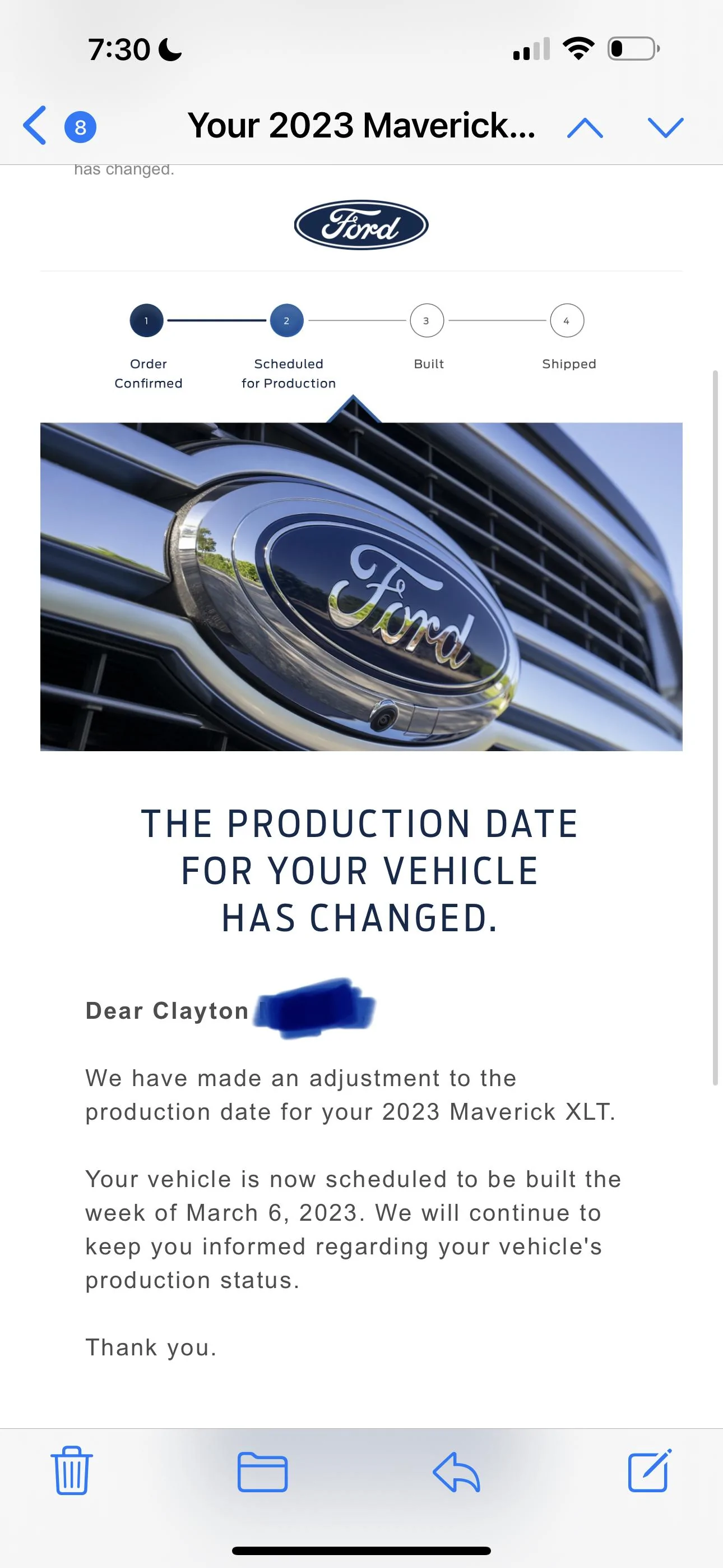 Ford Maverick 📬 2/2/23 Scheduling Email Received Group [EMAILS NOW ARRIVING] 4BEFA828-79D3-4197-8F77-E1EBB30AA863