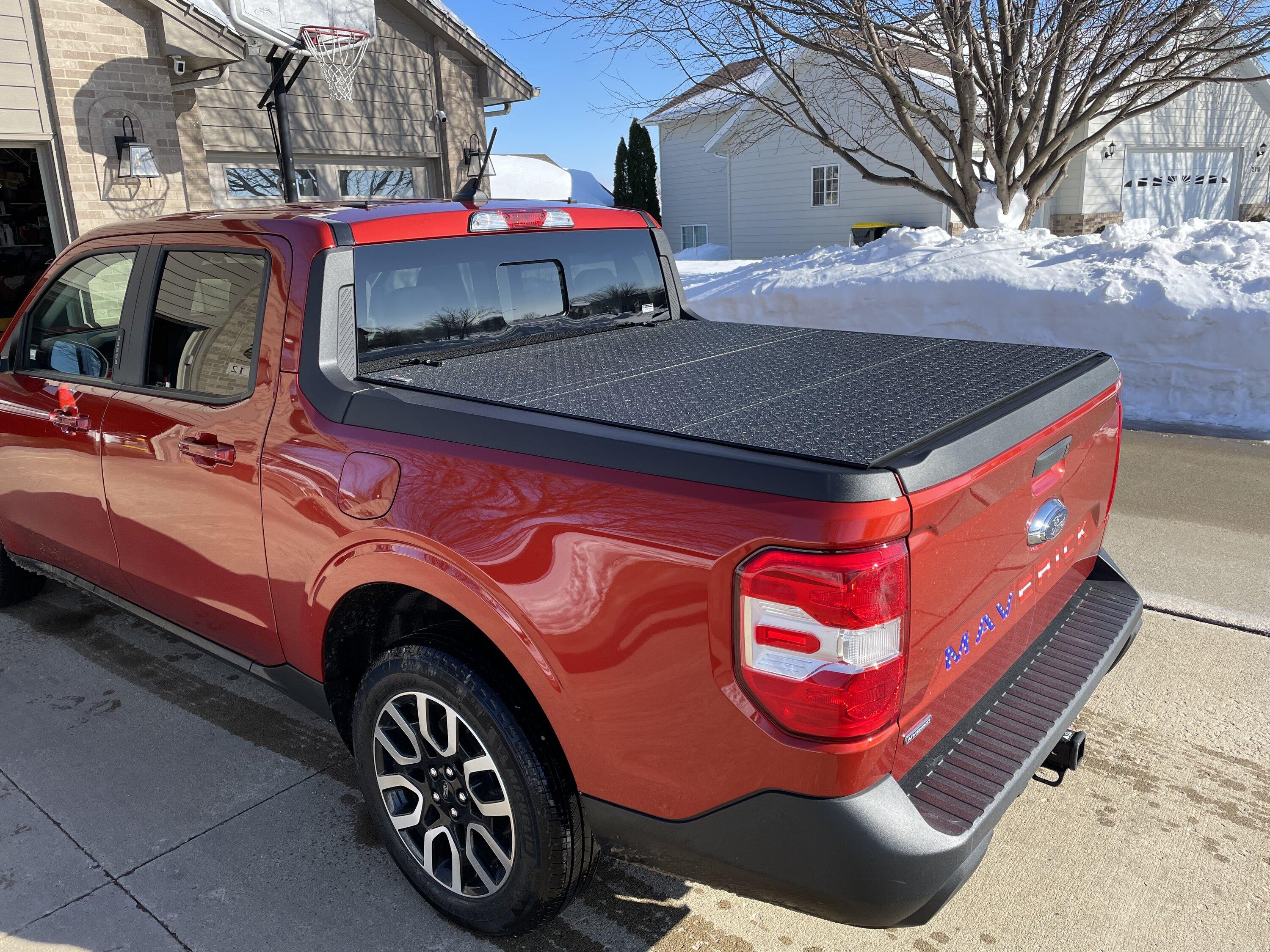Ford Maverick LOMAX Stance Hard Tri-Fold Tonneau Cover installed 09EAF162-0ECF-4BE4-96DB-25585D68AF13