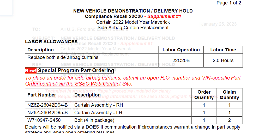 Ford Maverick Dealer Wont Replace Airbags Under Recall! 1675825155981