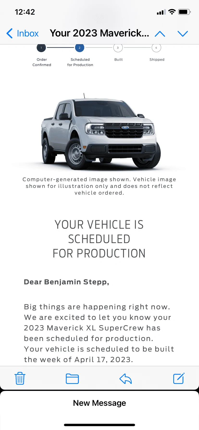 Ford Maverick 📬 2/9/23 Scheduling Email Received Group [EMAILS NOW ARRIVING] 3EA9B9FC-1D28-4411-8583-564BCF5BBA83