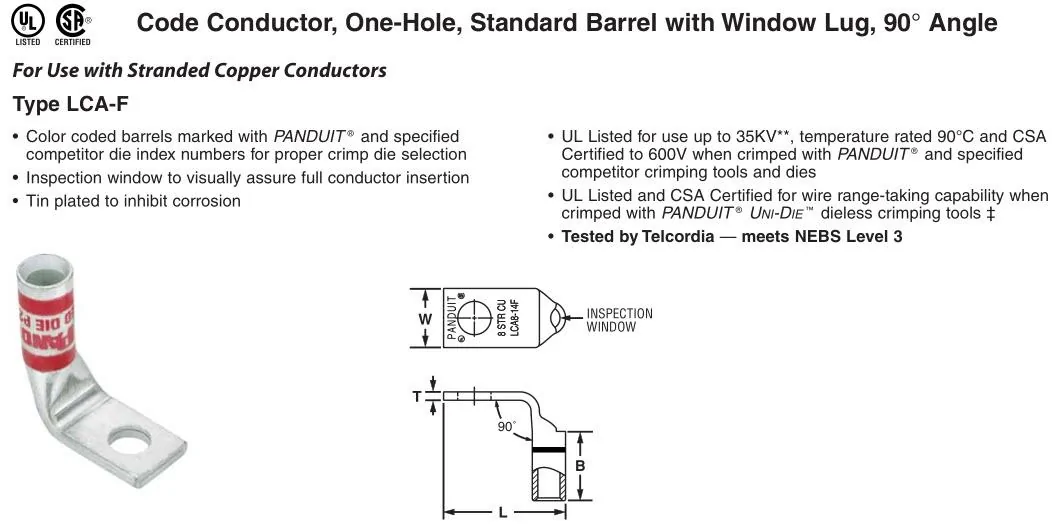 Ford Maverick Dead Hybrid (round 2) Clarification Panduit LCA-F 90° Lug