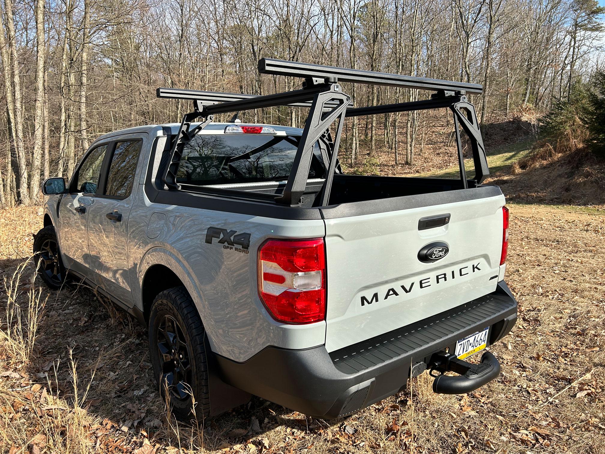 Ford Maverick UPDATED WITH ACCESSORY PICS: Leitner ACS Forged Rack Installed on my 2022 Maverick FX4 Rear-Quarter-View