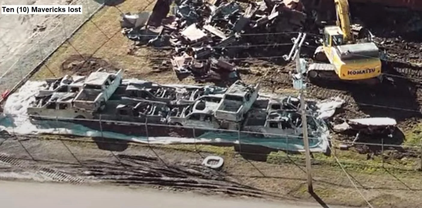 Ford Maverick Ten Mavericks lost in East Palestine train derailment ?? Mavs lost in East Palstine derailment