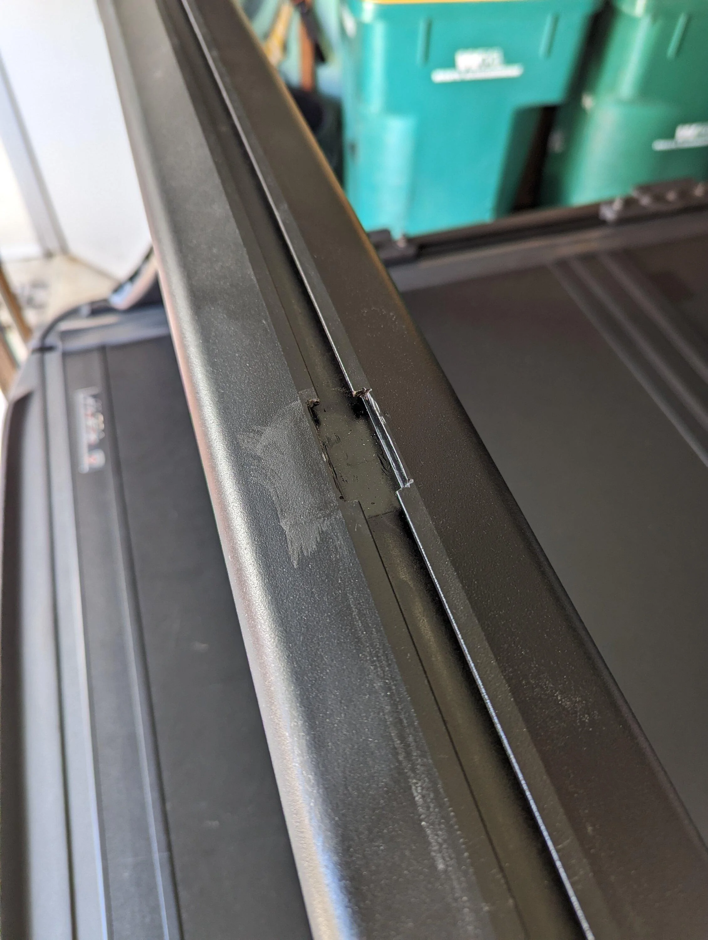 Ford Maverick Angry Elephant Rack System mounted on Elevate TS Rails, with TruXedo Pro X15 Tonneau Cover Cut in slot