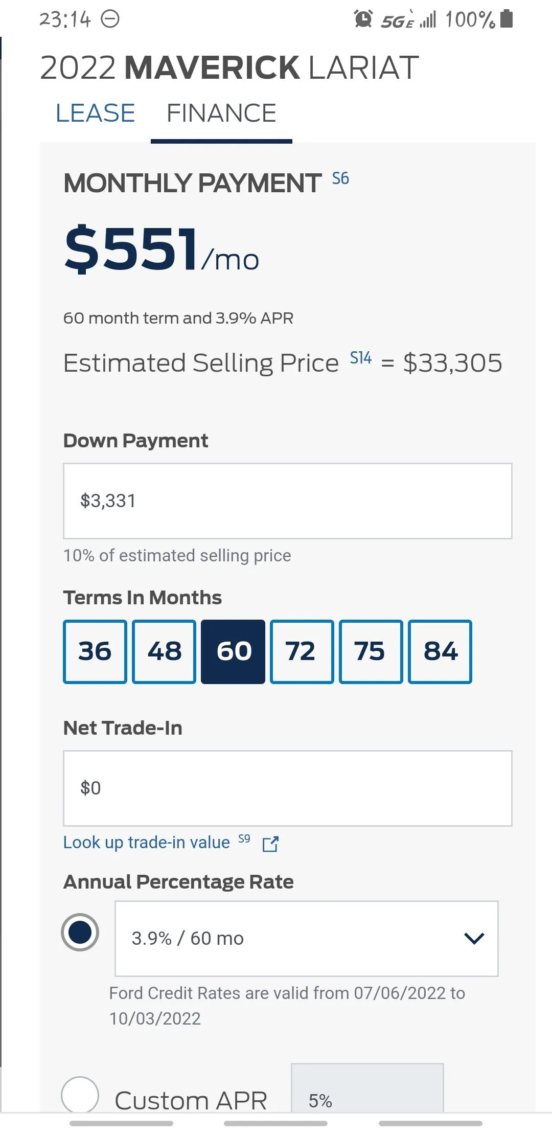 Ford Maverick Another Finance Rate Question Screenshot_20220809-231435_Chrom