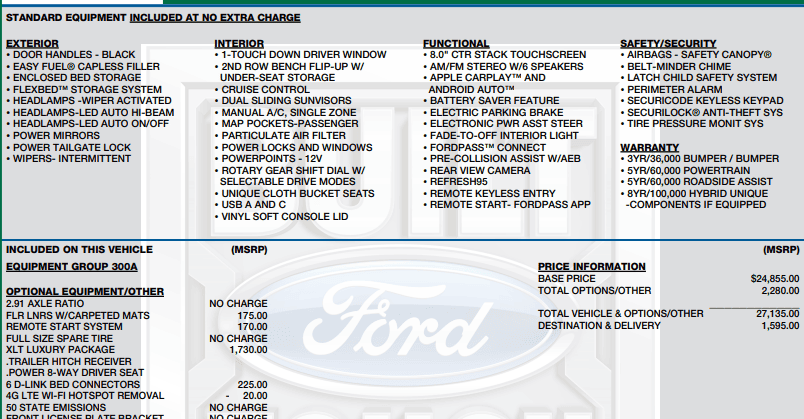 Ford Maverick Bed Package Discount but no SIB? 1677078249124