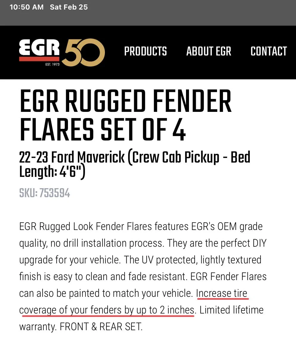 Ford Maverick EGR Fender Flare Installed 7DBB9548-0C66-4739-96B0-B79D1F806FDF