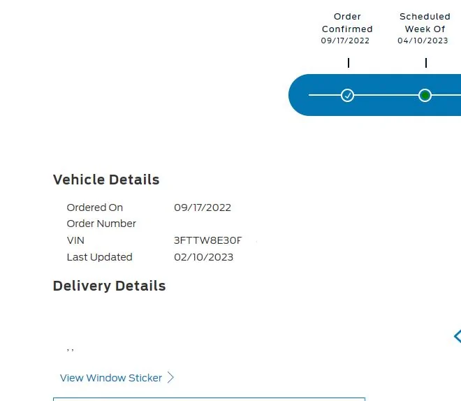 Ford Maverick "Delivery Details" missing on Ford VOTS Maverick_order_2