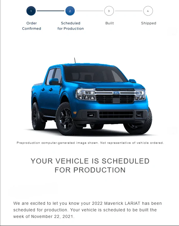 Ford Maverick 📬 9/30 Scheduling Email Received Group! [Share Your Reservation and Build Dates] 2022 Maverick LARIAT Order