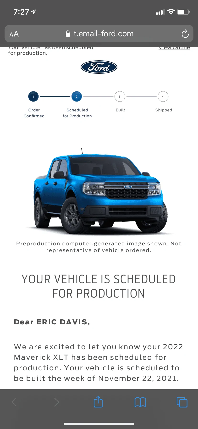 Ford Maverick 📬 9/30 Scheduling Email Received Group! [Share Your Reservation and Build Dates] CC41AEC3-B6EE-44EA-A050-E7A91C59B612